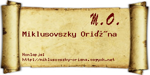 Miklusovszky Oriána névjegykártya